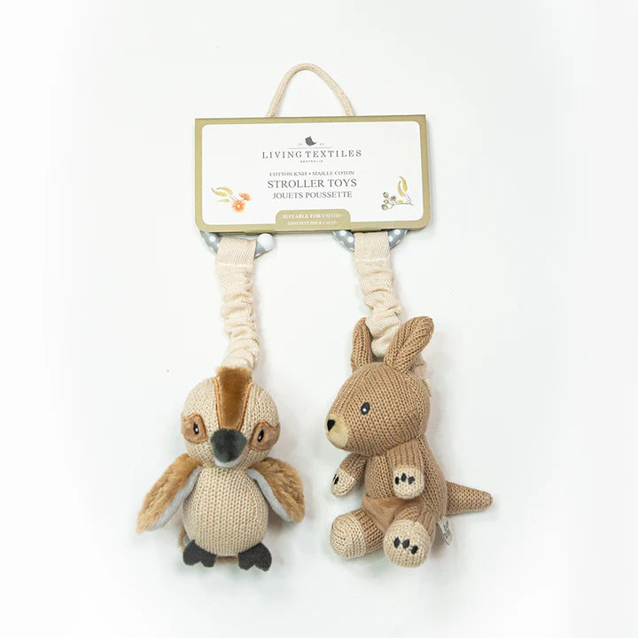 Living Textiles 2 Pack Stroller Toys - Kangaroo & Kookaburra
