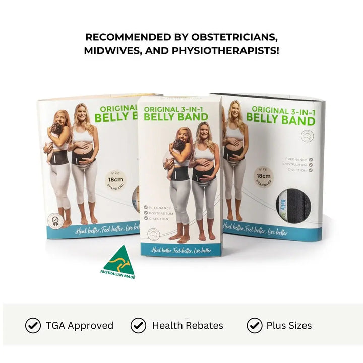 Belly Bands 3-in-1 Belly Band for Pregnancy, Postpartum, C-section - Black