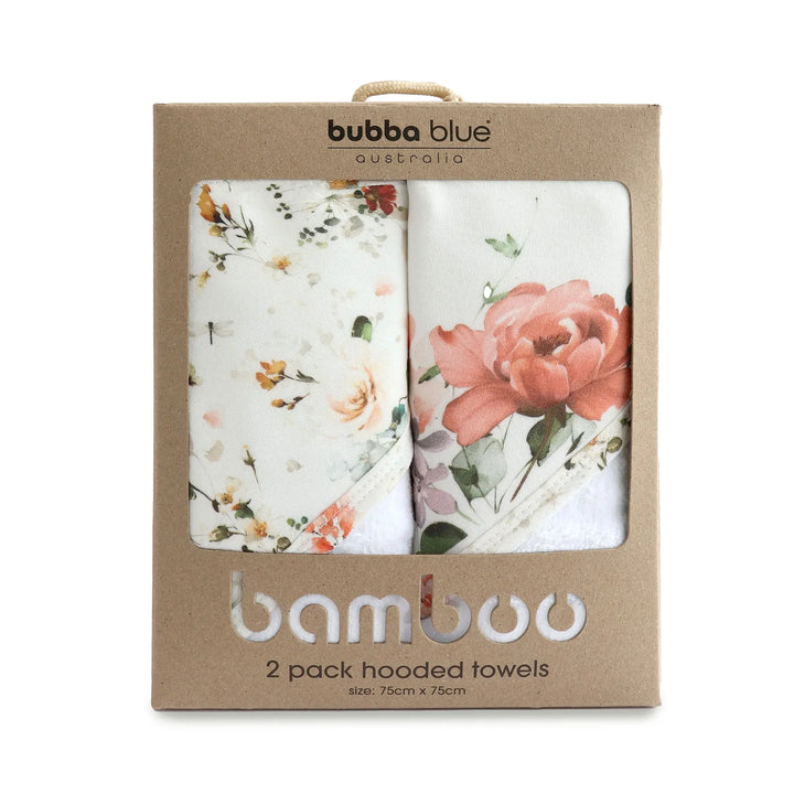 Bubba Blue Peonies Bamboo 2pk Hooded Towels
