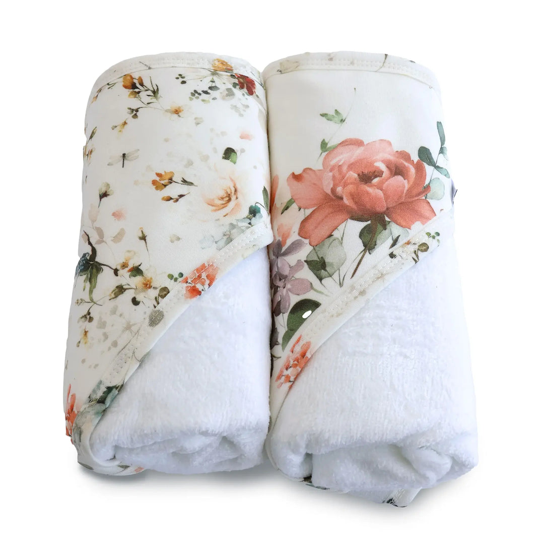 Bubba Blue Peonies Bamboo 2pk Hooded Towels