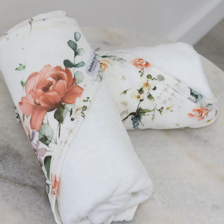 Bubba Blue Peonies Bamboo 2pk Hooded Towels