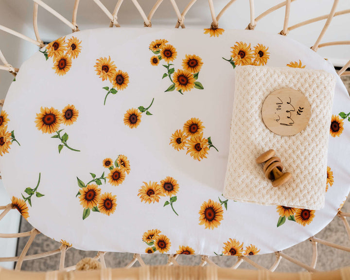 Bassinet Sheet / Change Pad Cover Sunflower