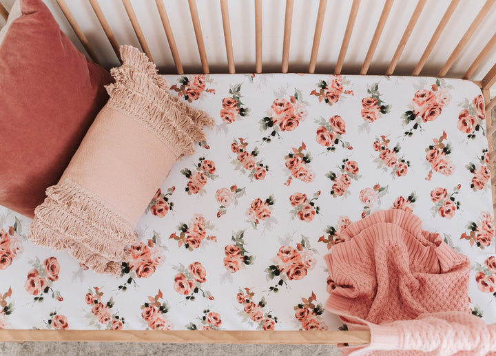 Fitted Cot Sheet Rosebud