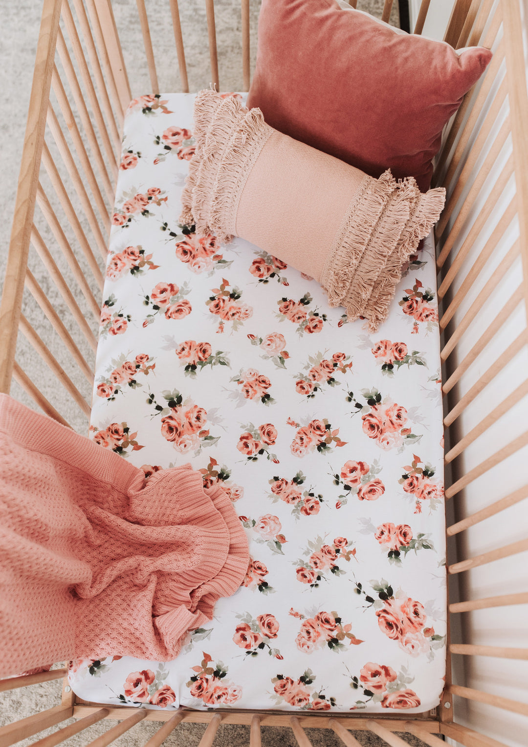 Fitted Cot Sheet Rosebud
