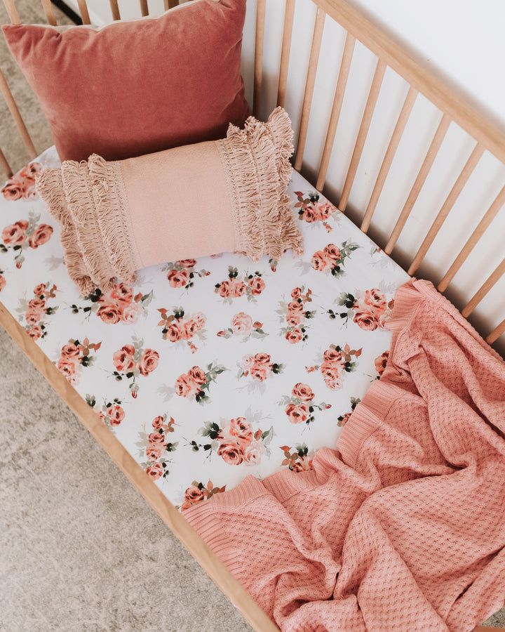 Fitted Cot Sheet Rosebud