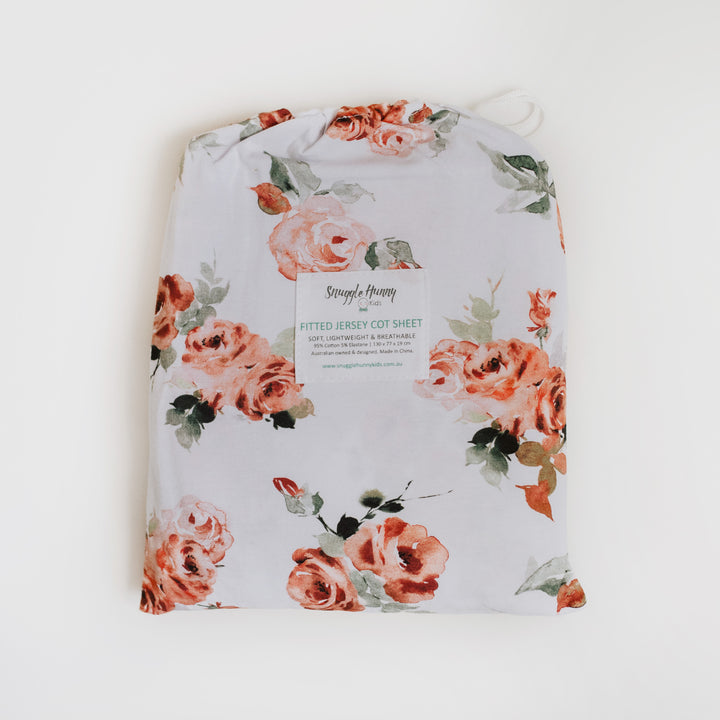 Fitted Cot Sheet Rosebud