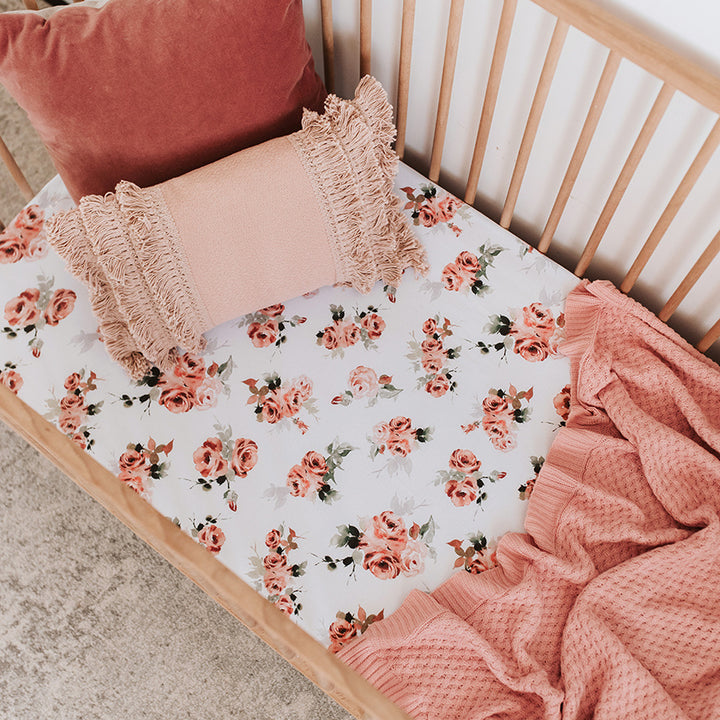 Fitted Cot Sheet Rosebud