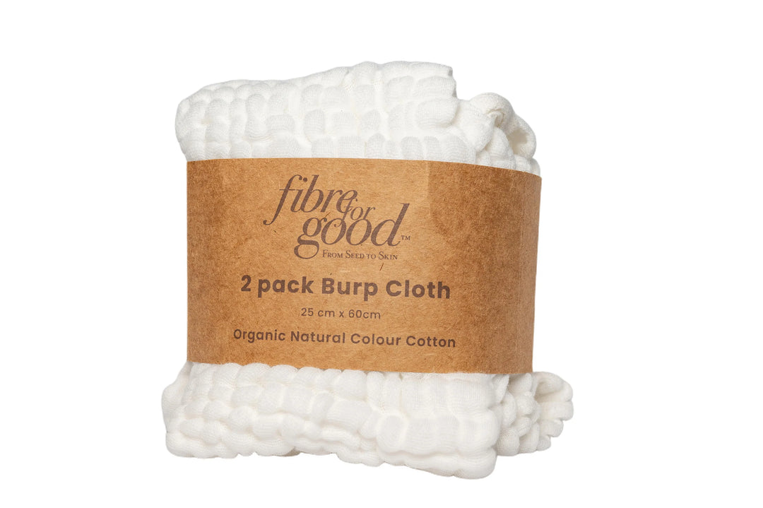 Fibre For Good Organic Cotton Muslin Burp Cloth (2-Pack) - White