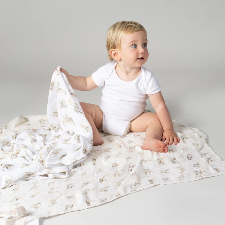 Bubba Blue Elephant Bedtime 3pk Muslin Wraps