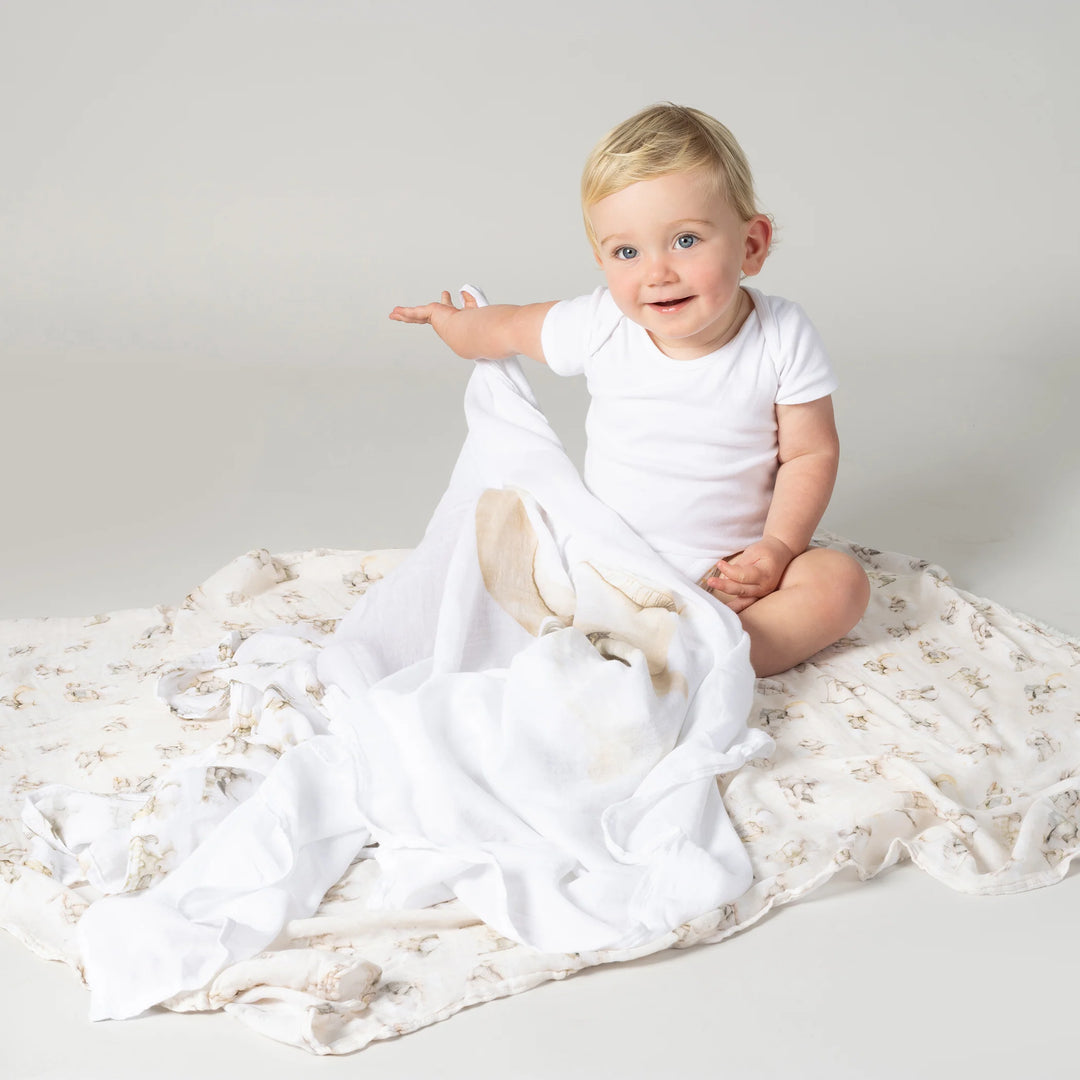 Bubba Blue Elephant Bedtime 3pk Muslin Wraps