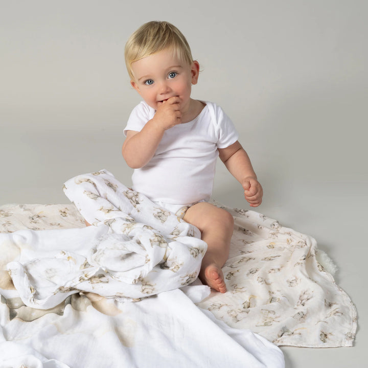 Bubba Blue Elephant Bedtime 3pk Muslin Wraps