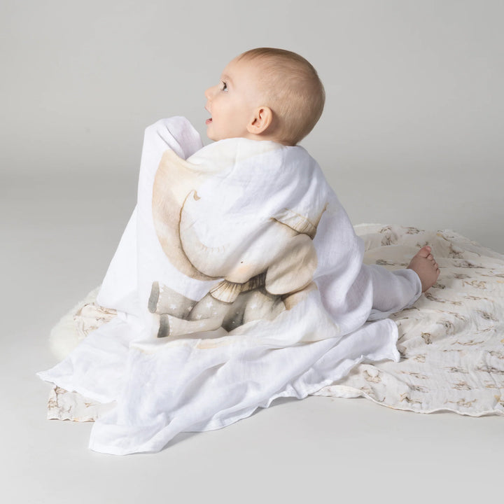 Bubba Blue Elephant Bedtime 3pk Muslin Wraps