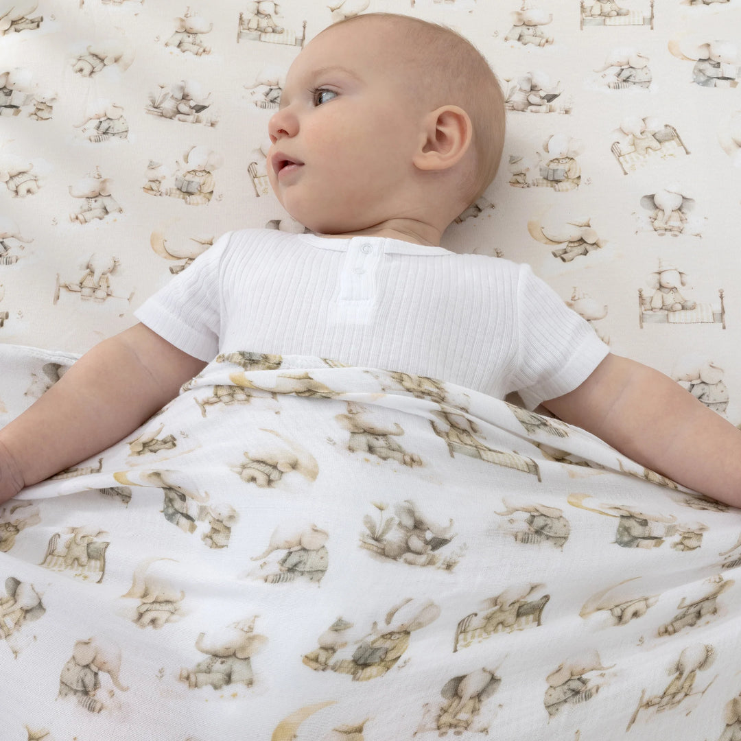 Bubba Blue Elephant Bedtime 3pk Muslin Wraps