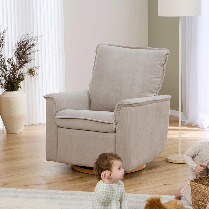 Il Tutto Louie Electric Recliner Glider Nursery Chair in Taupe Corduroy