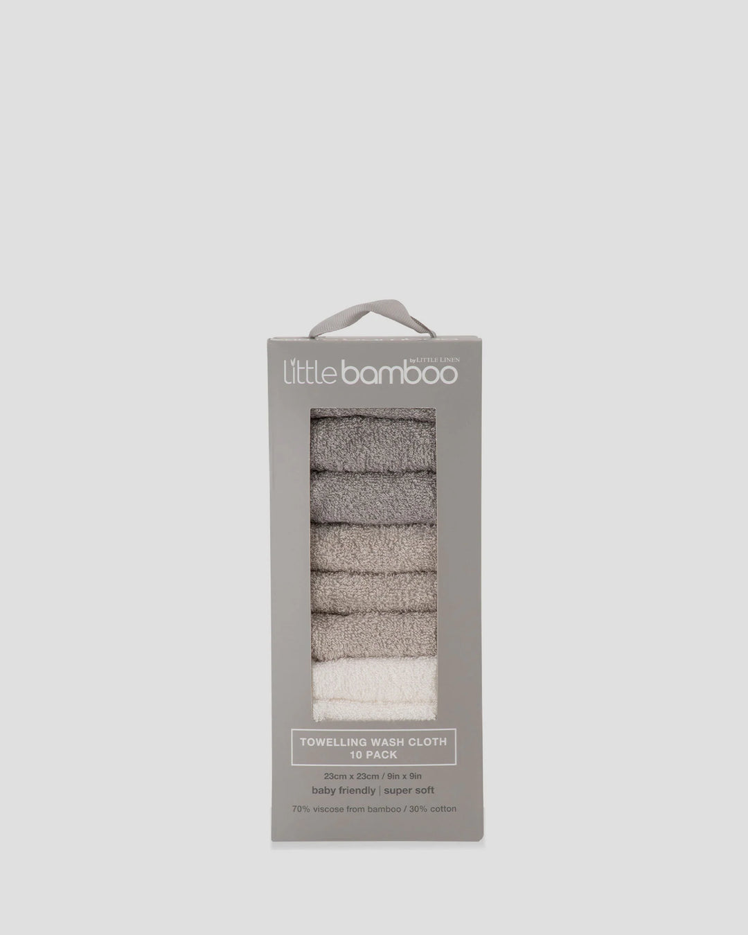 Little Bamboo Baby Towelling Washer 10PK - Stone Grey