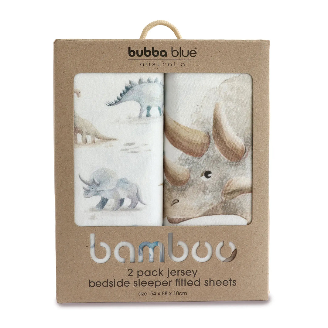 Bubba Blue Jurassic Bamboo 2pk Jersey Co Sleeper/Bedside Sleeper Fitted Sheets