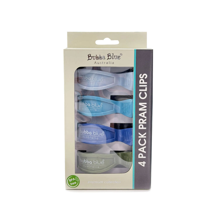 Bubba Blue 4pk Pram Clips Boy Pack - Dusty Blue/Teal/Navy/Pesto