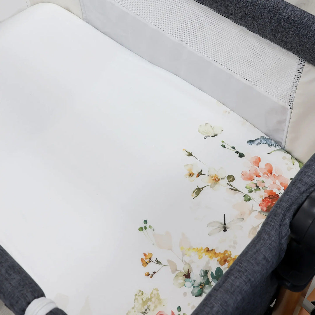 Bubba Blue Peonies Bamboo 2pk Jersey Co Sleeper/Bedside Sleeper Fitted Sheets