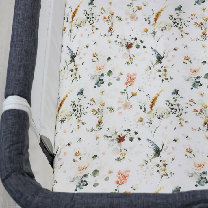 Bubba Blue Peonies Bamboo 2pk Jersey Co Sleeper/Bedside Sleeper Fitted Sheets
