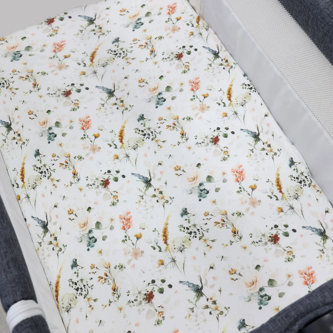Bubba Blue Peonies Bamboo 2pk Jersey Co Sleeper/Bedside Sleeper Fitted Sheets