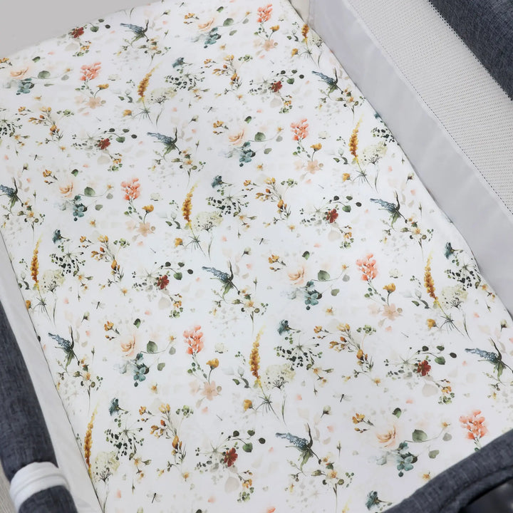 Bubba Blue Peonies Bamboo 2pk Jersey Co Sleeper/Bedside Sleeper Fitted Sheets