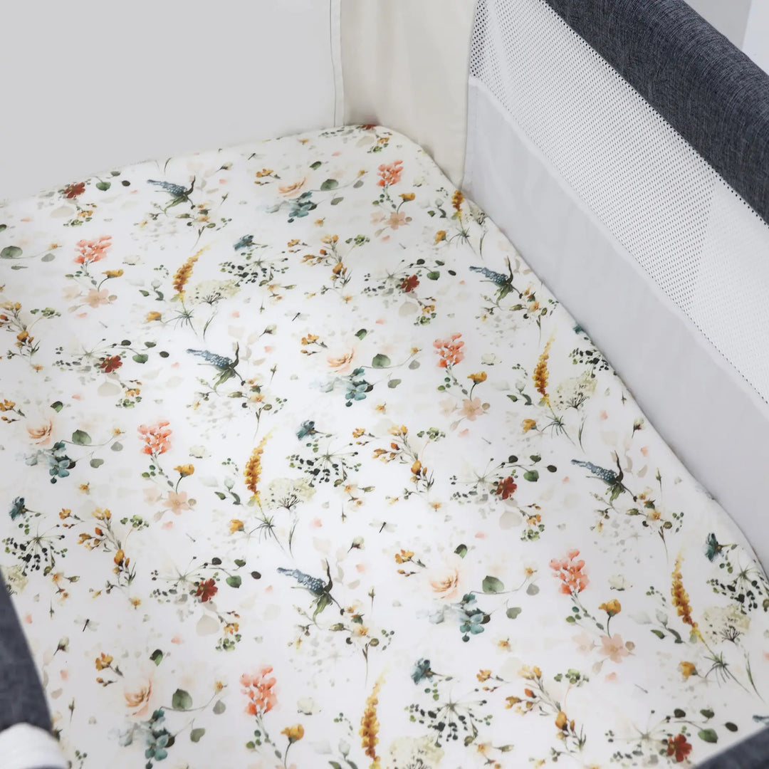 Bubba Blue Peonies Bamboo 2pk Jersey Co Sleeper/Bedside Sleeper Fitted Sheets