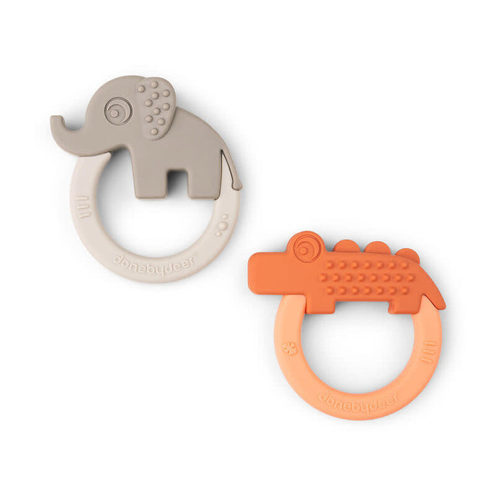 Done by deer Teether 2-pack Deer friends Papaya and Sand