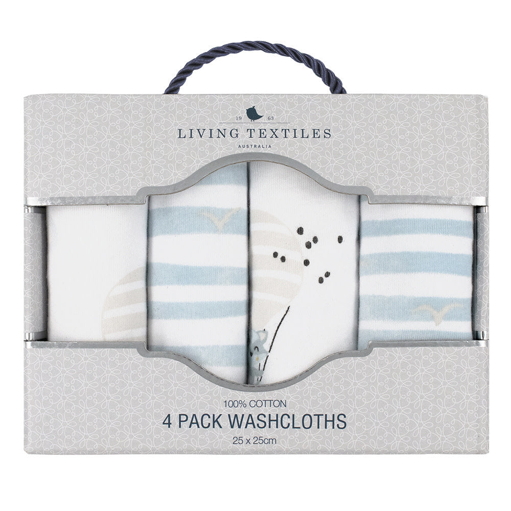 Living Textiles Wash Cloths 4pk-Up Up & Away/Stripes
