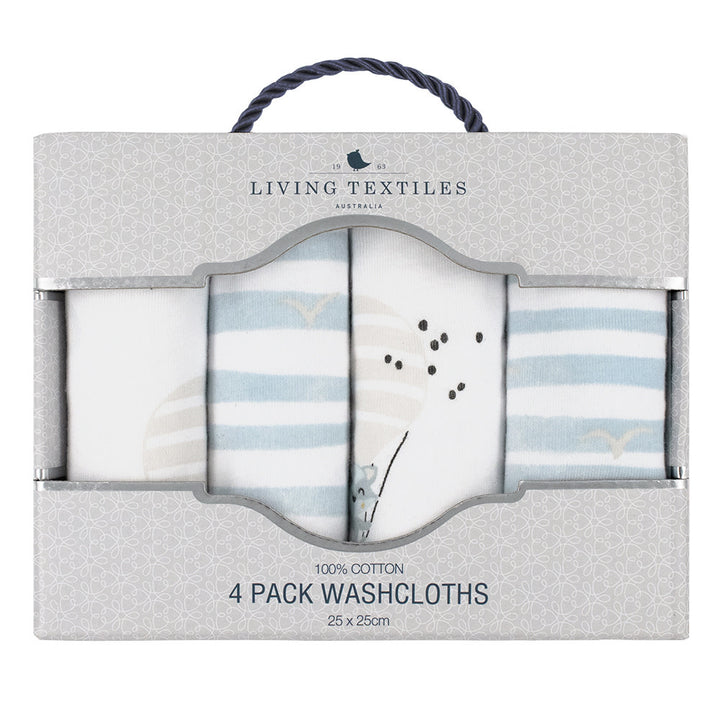 Living Textiles Wash Cloths 4pk-Up Up & Away/Stripes