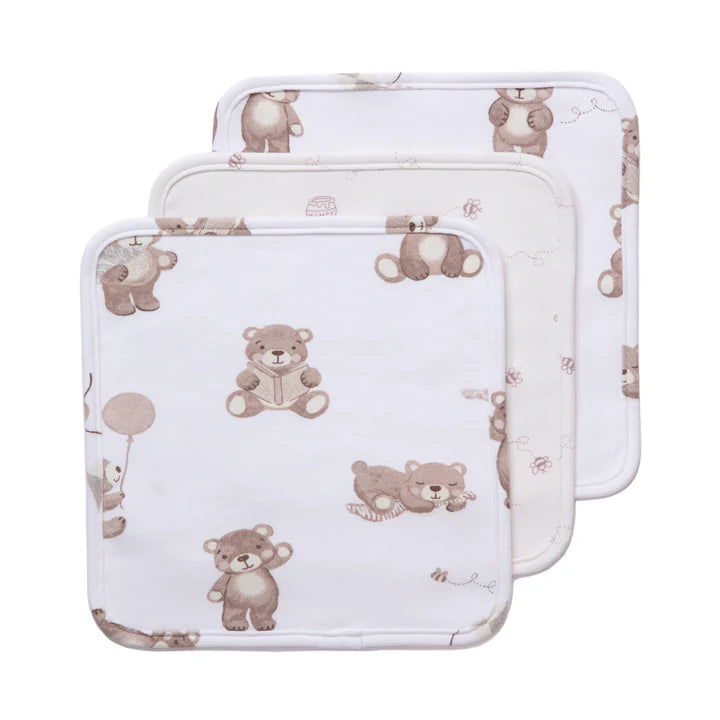 Living Textiles 3 Pack Washcloths - Cuddly Bear