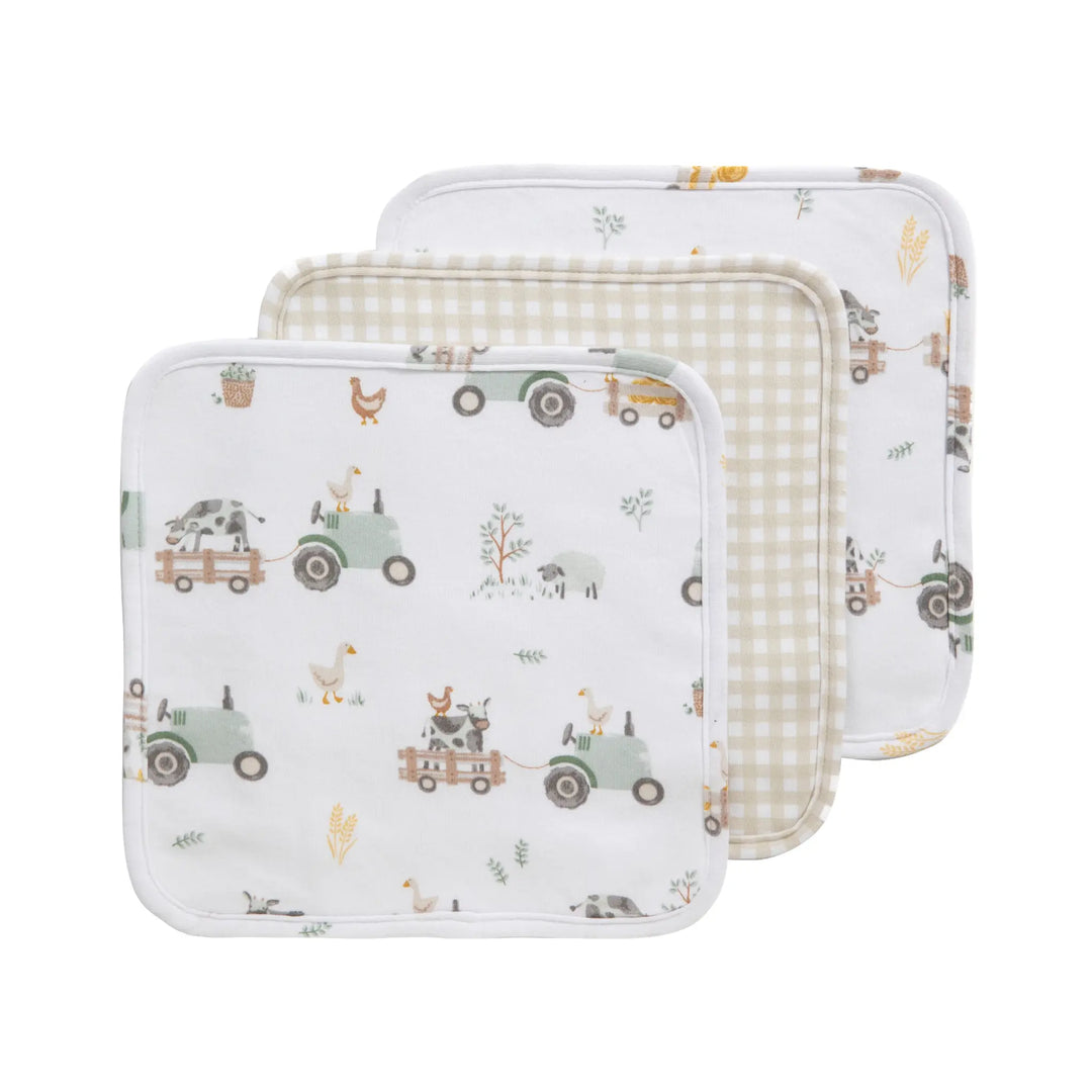 Living Textiles 3 Pack Wash cloths - Tractor Ride
