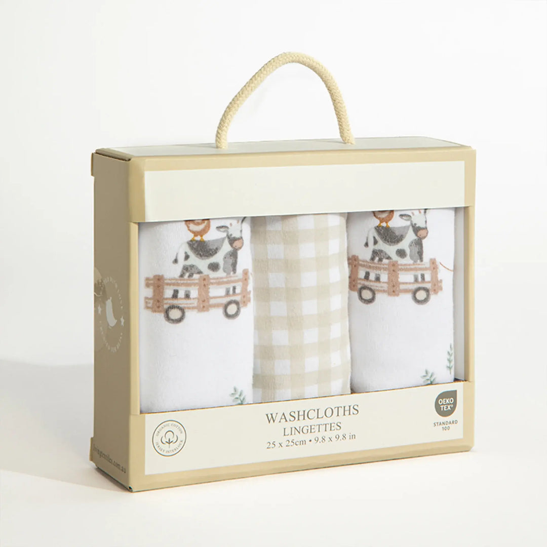Living Textiles 3 Pack Wash cloths - Tractor Ride