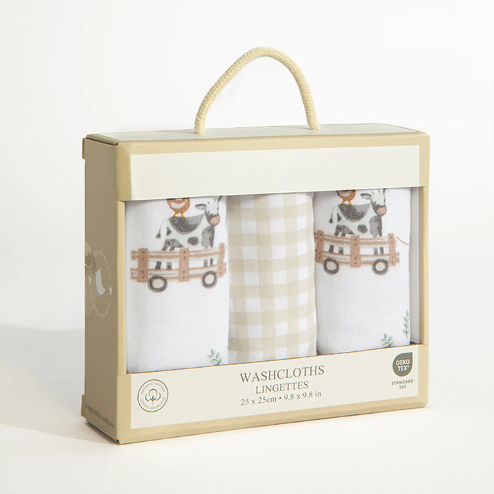 Living Textiles 3 Pack Wash cloths - Tractor Ride