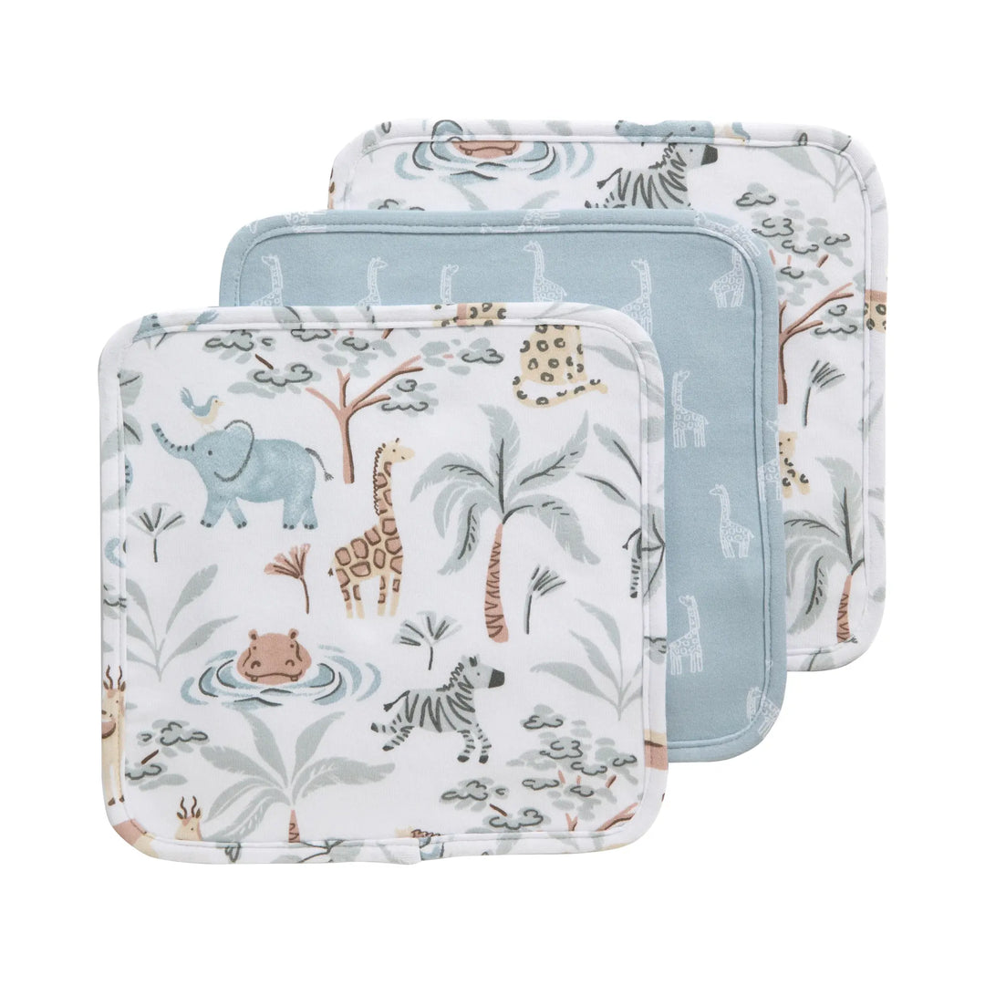 Living Textiles 3 Pack Wash Cloths - Wild Safari