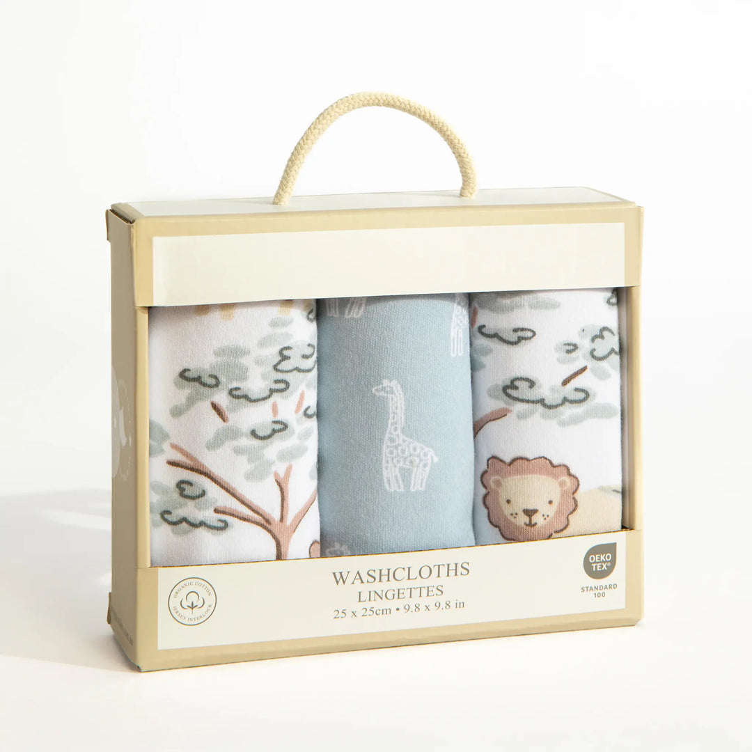 Living Textiles 3 Pack Wash Cloths - Wild Safari