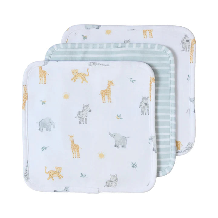 Living Textiles 3 Pack Organic Wash Cloths - Roam & Roar