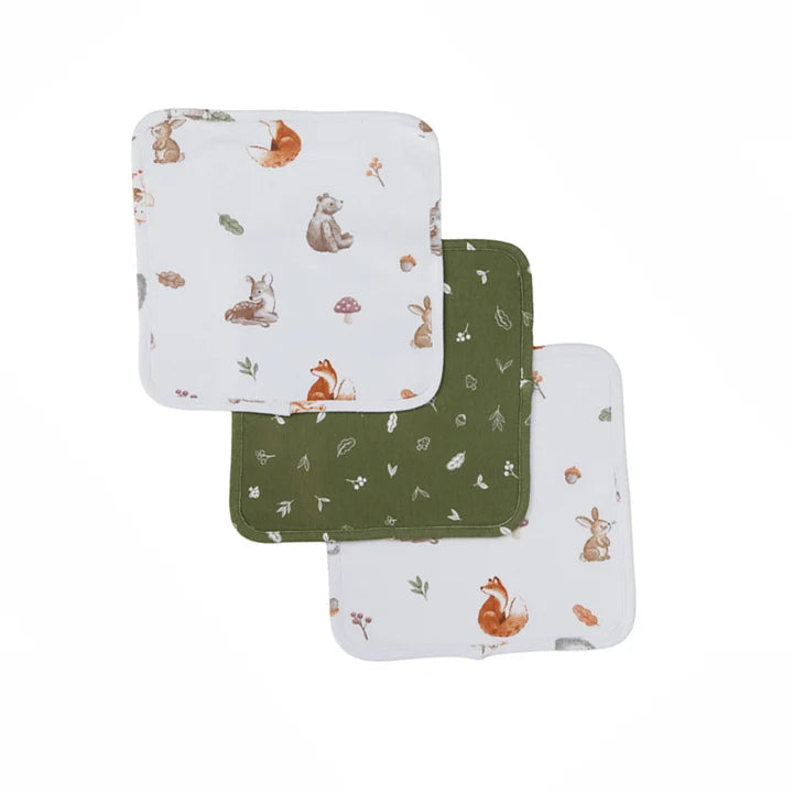 Living Textiles 3 Pack Wash Cloths - Fox & Friends