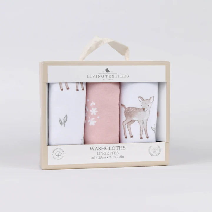 Living Textiles 3 Pack Wash Cloths - Fawn Fables