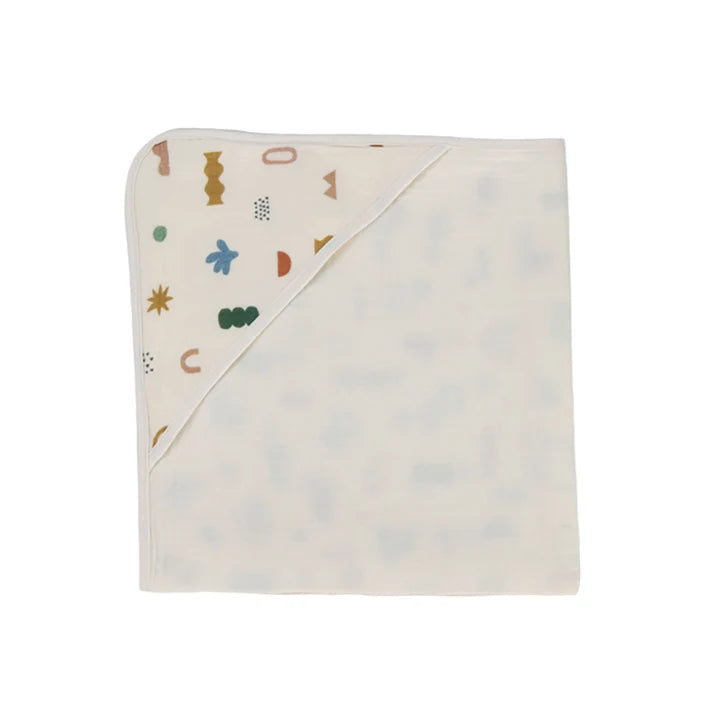 Living Textiles Muslin Hooded Towel - Geo Mod