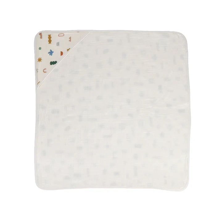 Living Textiles Muslin Hooded Towel - Geo Mod