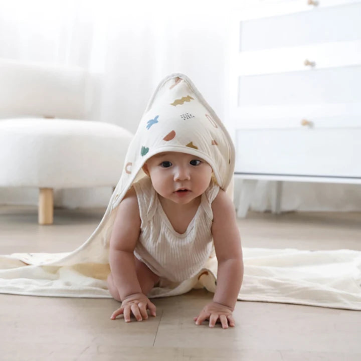 Living Textiles Muslin Hooded Towel - Geo Mod