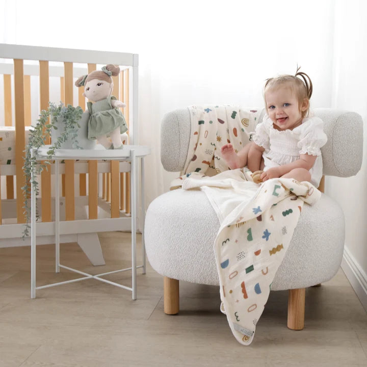 Living Textiles Muslin Hooded Towel - Geo Mod