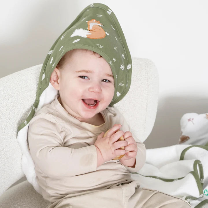 Living Textiles Organic Hooded Towel - Fox & Friends