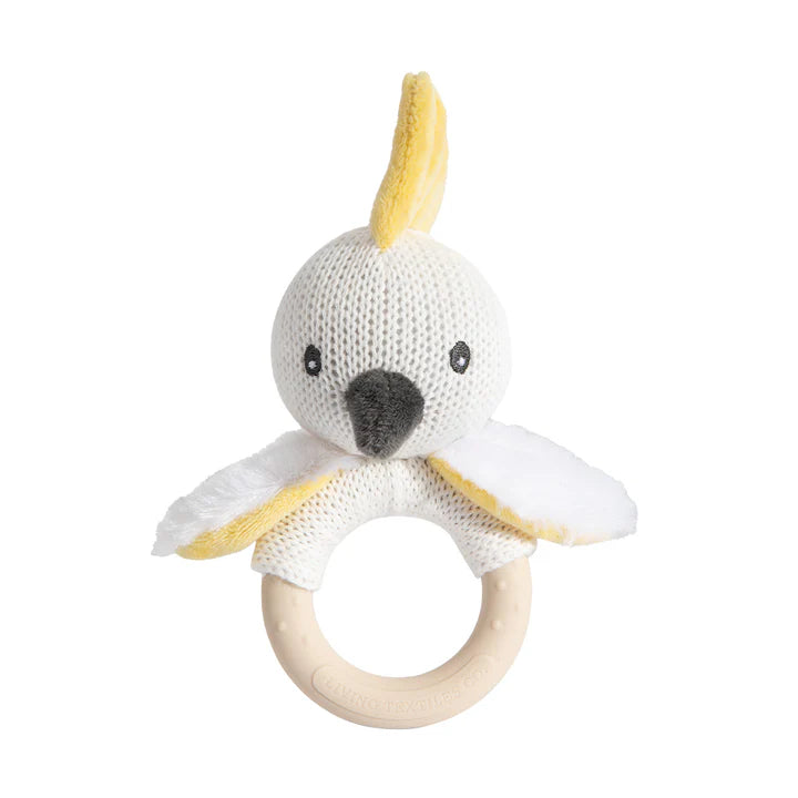 Living Textiles Ring Rattle - Cockatoo