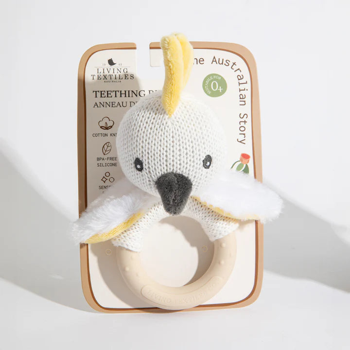 Living Textiles Ring Rattle - Cockatoo