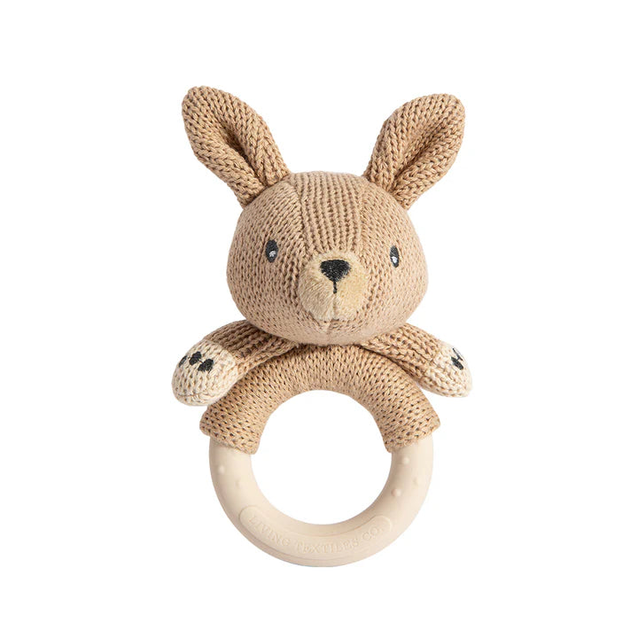 Living Textiles Ring Rattle - Kangaroo
