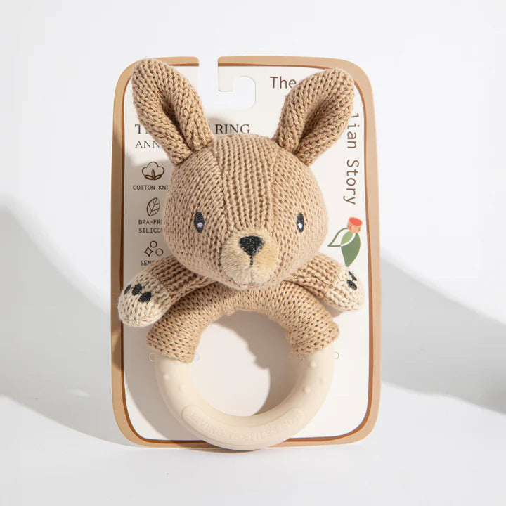 Living Textiles Ring Rattle - Kangaroo
