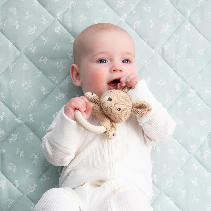 Living Textiles Ring Rattle - Kangaroo