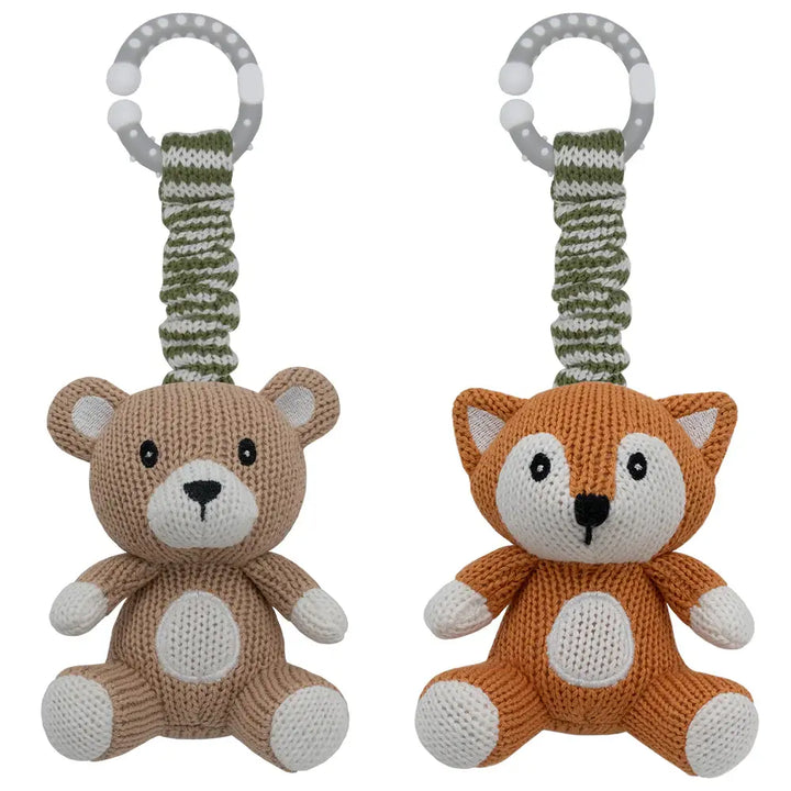 Living Textiles 2pk Stroller Toys - Bear & Fox