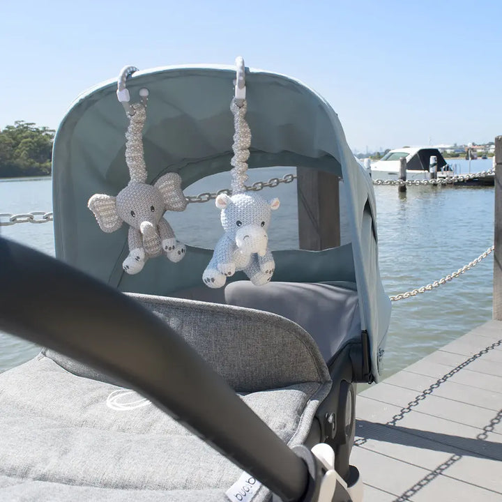 Living Textiles 2pk Stroller Toys - Elephant & Hippo